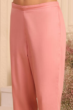 Pink Silk Embroidered Straight Suit Set image number 2