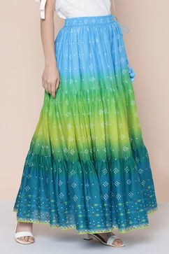 Green Cotton Tiered Skirt image number 3