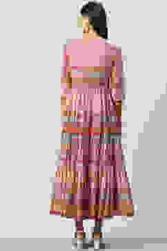 Cream Cotton Tiered Printed Dress image number 4