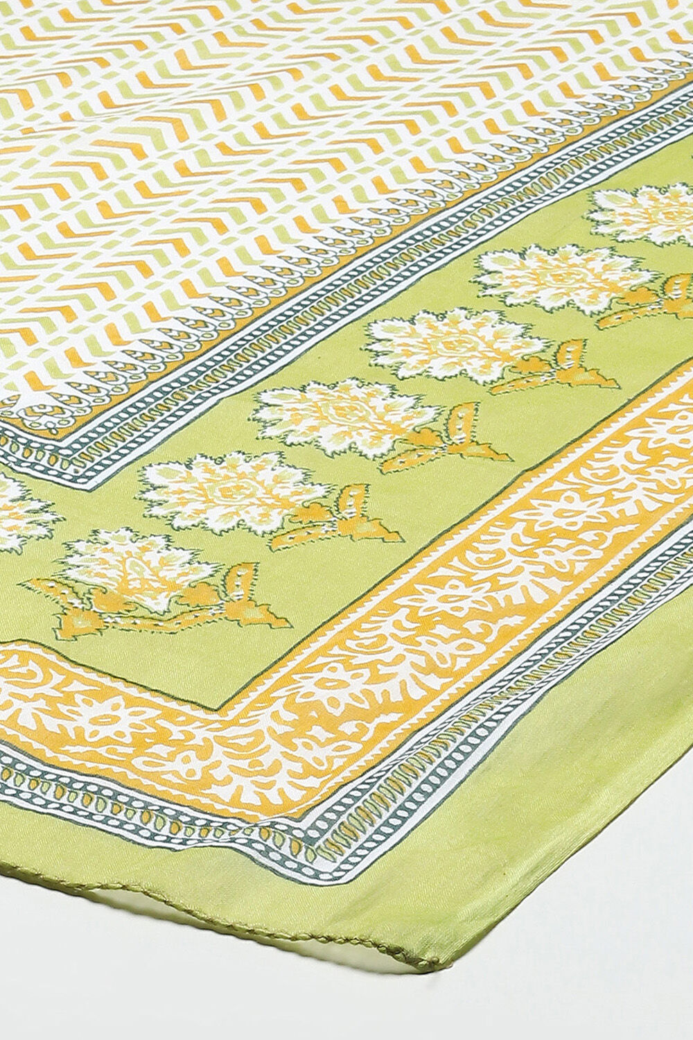 Blue Cotton Screen Printed Unstitched Suit Set image number 4