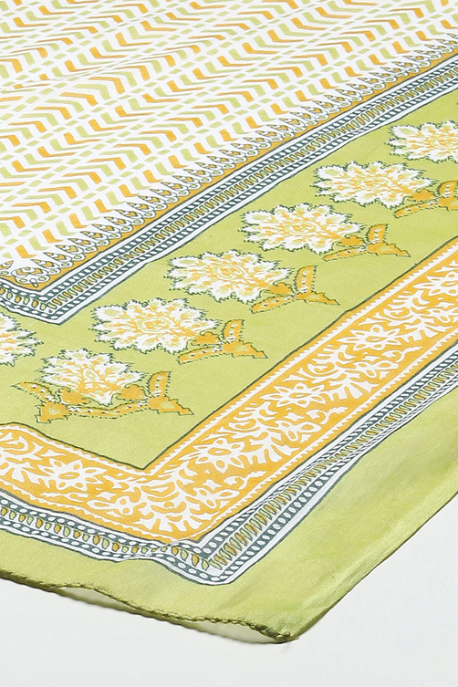 Blue Cotton Screen Printed Unstitched Suit Set image number 4