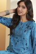 Blue Floral Printed Straight  Kurta image number 1