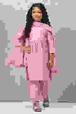 Blush Pink Viscose Straight  Kurta Palazzo Suit Set image number 0