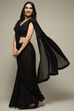 Black Silk Gathered Solid Kurta Suit Set image number 0