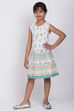 White Cotton A-Line Printed Dress image number 2
