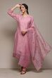 Dusty Pink Linen Blend Unstitched Suit Set image number 8