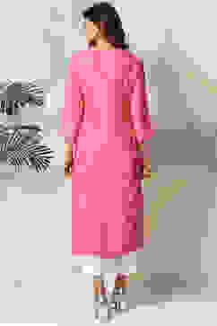 Pink Rayon Straight Kurta Pants Set image number 6