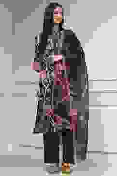 Charcoal Printed Straight Suit Set image number 6