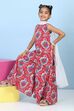 Red Cotton Printed Straight Suit Set