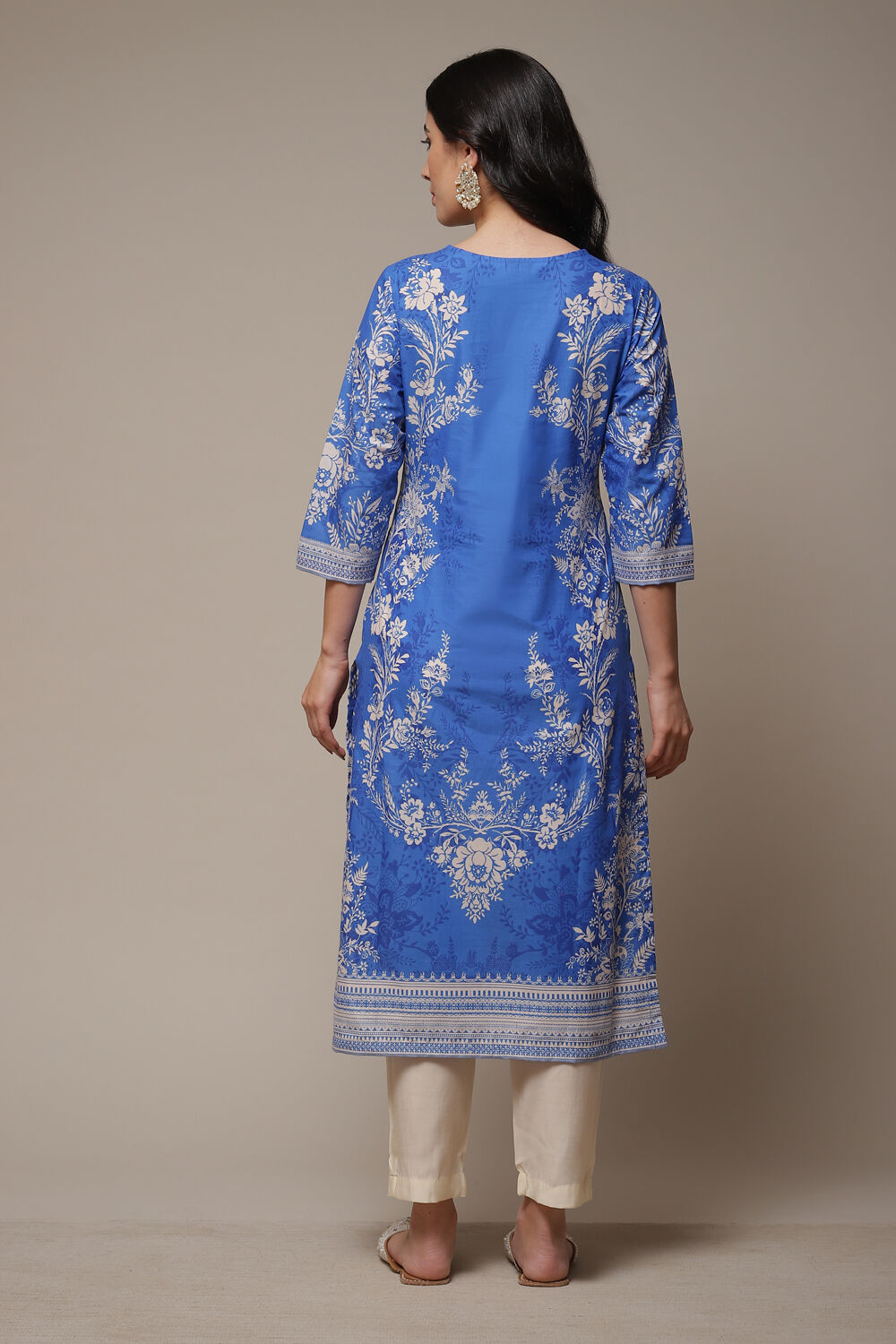 Pink Cotton Straight Printed Kurta image number 2