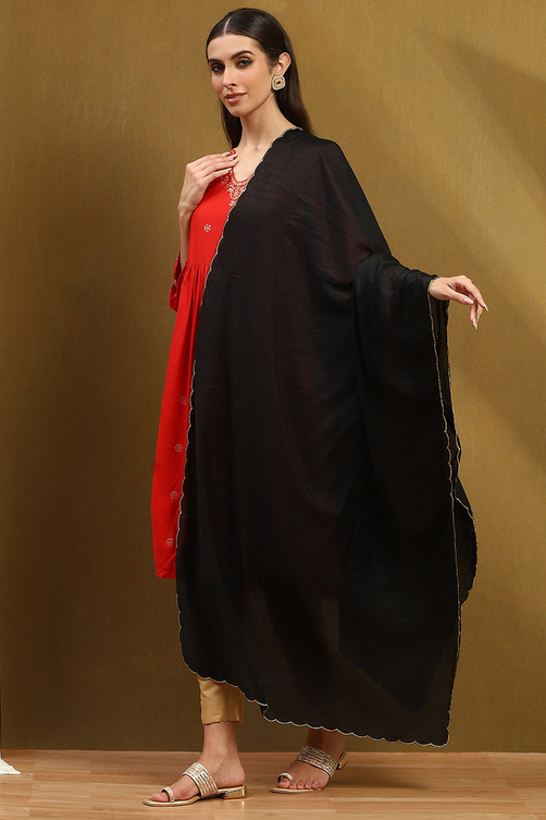 Black Polyester Dupatta image number 2