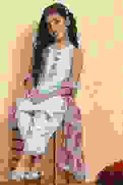 Sky Blue Polyester Straight Solid Suit Set image number 6