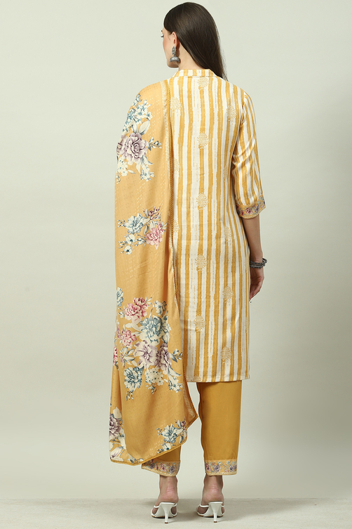 Indigo Viscose Straight Kurta Pants Suit Set image number 4
