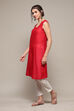 Teal Polyester Straight Printed Kurta image number 1