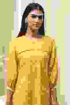 Mustard Yellow Modal Printed A-Line Kurta image number 1