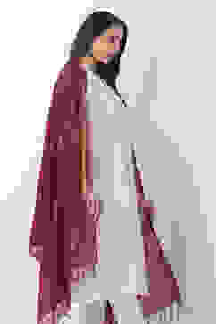 Maroon White Nylon Cotton Dupatta image number 1