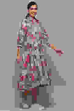 Ice Blue Cotton Tiered Dress image number 4