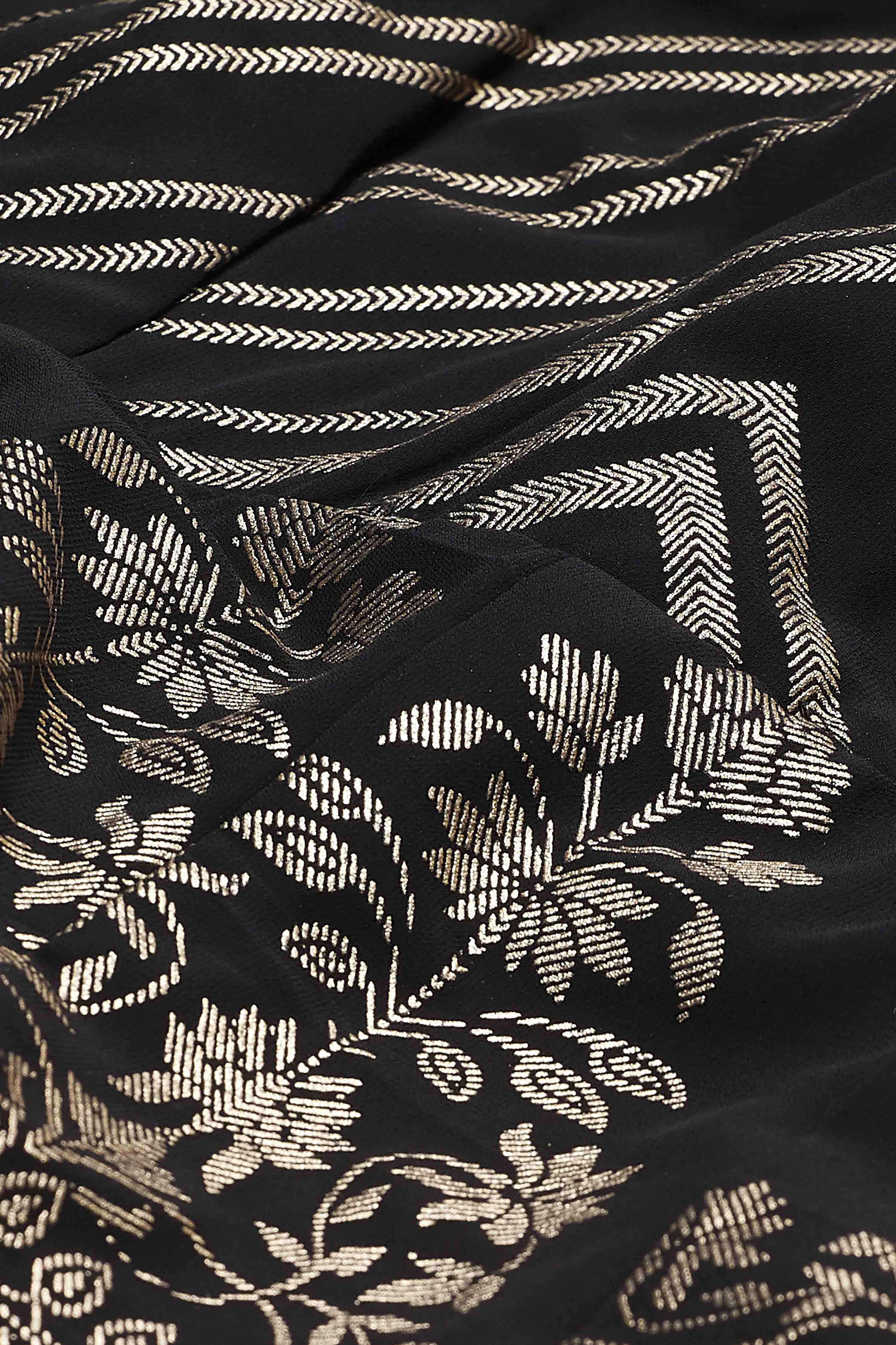 Black Polyester Kalidar Lehenga Set image number 3