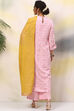 Light Pink Cotton Woven Unstitched Suit Set image number 4