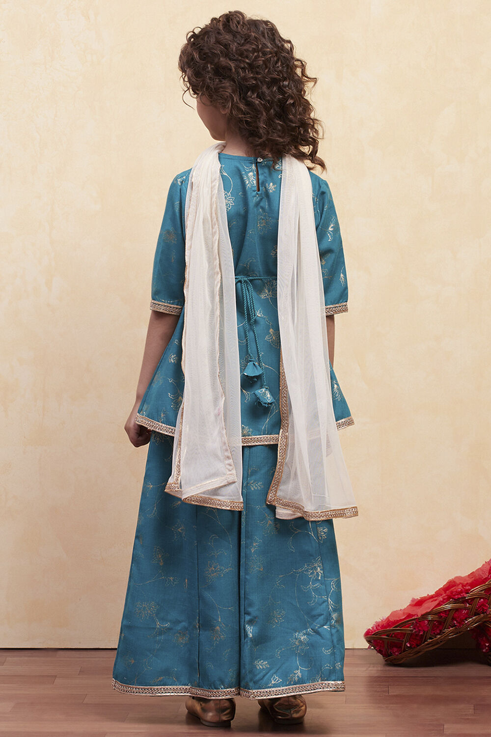 Blush Pink Printed Peplum Lehenga Set image number 4