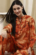 Orange Printed Straight Co-ord Set image number 0