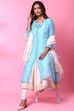Powder Blue Double Layered Kurta Churidar Suit Set