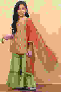 Green Cotton Floral Printed Straight Suit Set image number 0