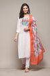 White Cotton Woven Unstitched Suit Set image number 0