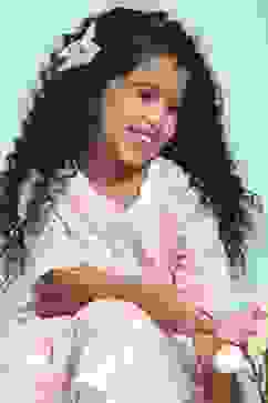 Pink Cotton Printed Gathered Suit Set image number 1