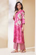 Indigo Blue Cotton Floral Straight Kurta Set image number 3