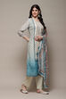 Beige Chanderi Blend Machine Embroidered Unstitched Suit Set image number 7