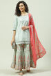Pista Green Relaxed Kurta Garara Suit Set image number 0