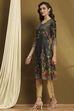 Black Cotton Floral Printed Straight Kurta image number 2