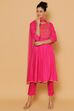 Blue Rayon Kalidar Kurta Slim Pant Suit Set image number 3