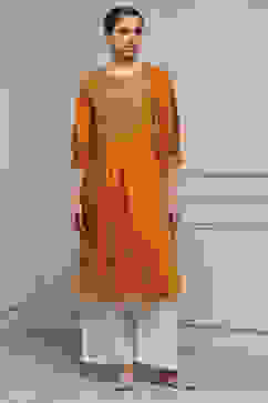 Mustard Yellow Viscose Rayon Straight Solid Kurta image number 0