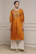 Mustard Yellow Viscose Rayon Straight Solid Kurta