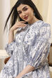 Off-White-Blue Cotton Straight Fusion Set image number 0