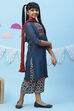 Blue Art Silk Girls Straight  Kurta Palazzo Suit Set image number 3
