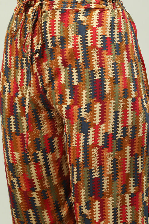 Navy LIVA A-Line Kurta Palazzo Suit Set image number 5