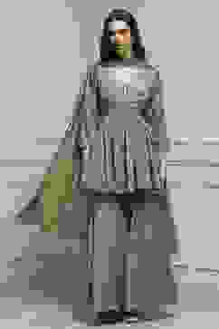 Green Art Silk Gathered Garara Set image number 7