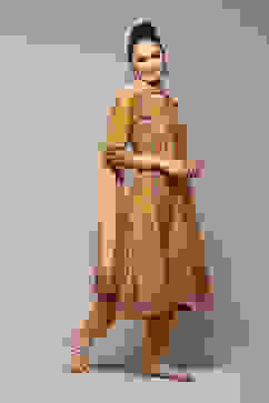 Mustard Cotton Straight Kurta Slim Pants Suit Set image number 6