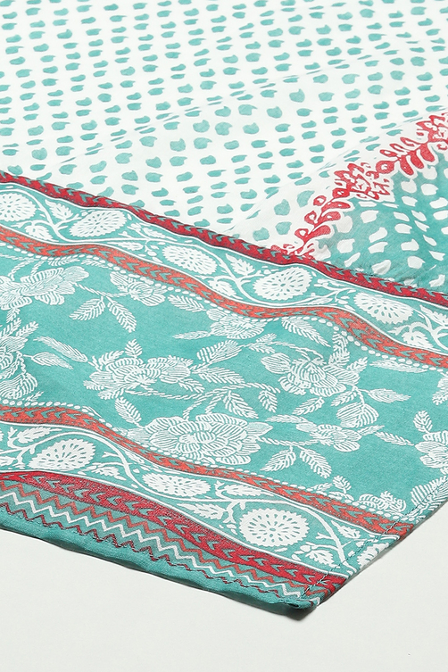 Coral Red Cotton Anarkali Kurta Churidar Suit Set image number 3