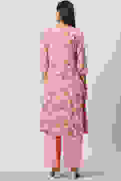 Pink Viscose A-Line Kurta Palazzo Suit Set image number 4
