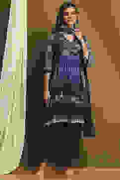 Indigo Modal Printed Angrakha Gathered Suit Set image number 6