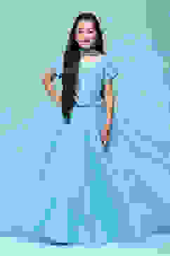 Blue Polyester Embroidered Suit Set image number 0