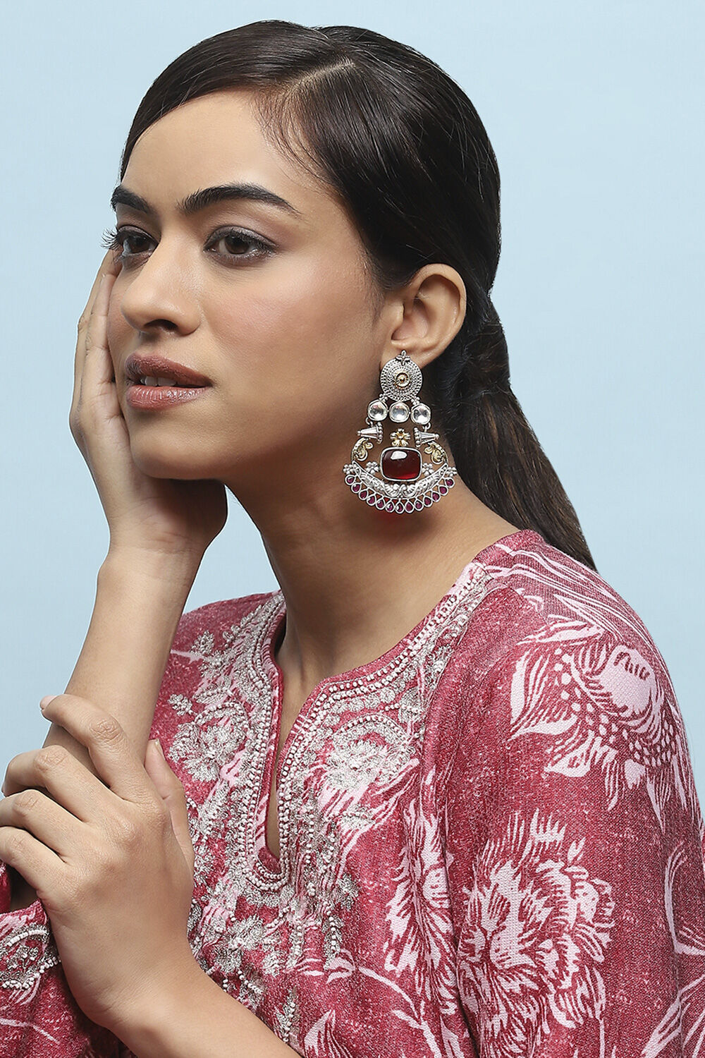 Maroon Brass Drop & Danglers image number 1