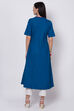 Ink Blue Cotton A-Line Kurta image number 4