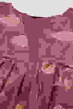 Purple Cotton Blend Tiered Printed Dress image number 1