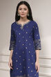 Blue Cotton Printed Straight Suit Set image number 1