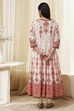 Ecru Cotton Printed Anarkali Suit Set image number 4